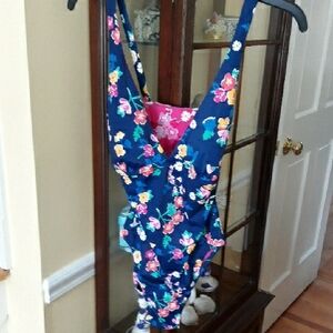 Vera Bradley Navy Floral One-Piece Swimsuit, Size 10, New